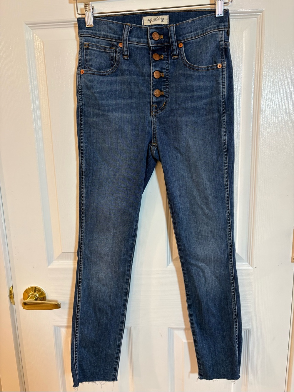 Madewell 10” High Rise Skinny Jeans 24 Button Fly Raw Hem